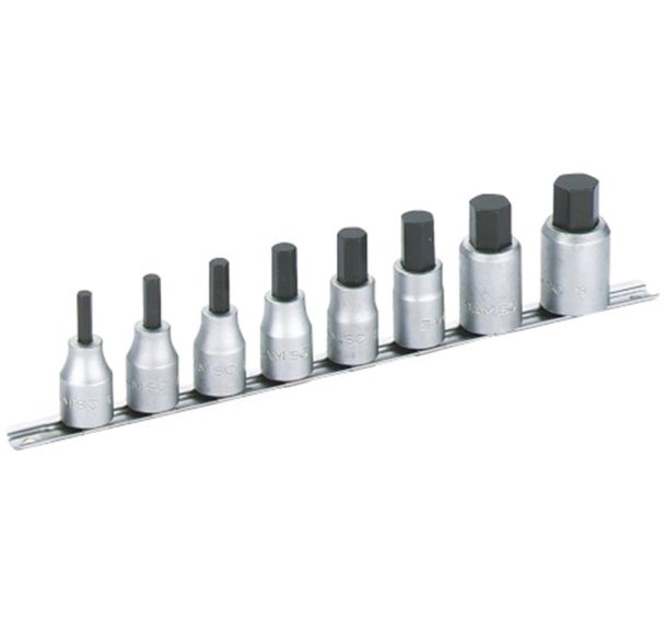 Rack 8 douilles tournevis 1/2'' - 6 pans