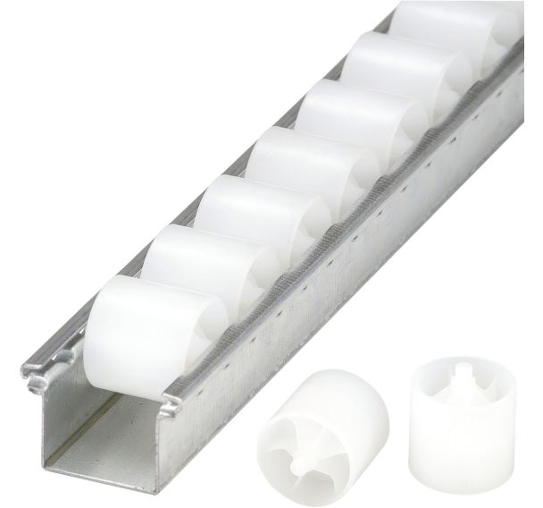 Rails à galets cylindriques en plastique et axe acier - Bito