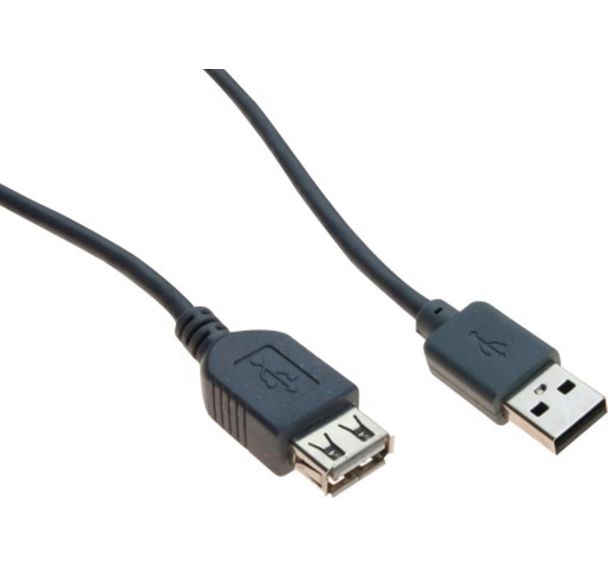 Rallonge USB 2.0 type A et B avec ferrites noire - 1,0 m