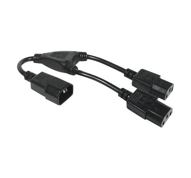 Rallonge électrique en ''Y'' 1 x C14 / 2 x C13 - 0,3 m