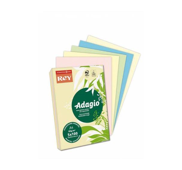 Ramette 250 feuilles A3 80g 5 teintes pastels assorties