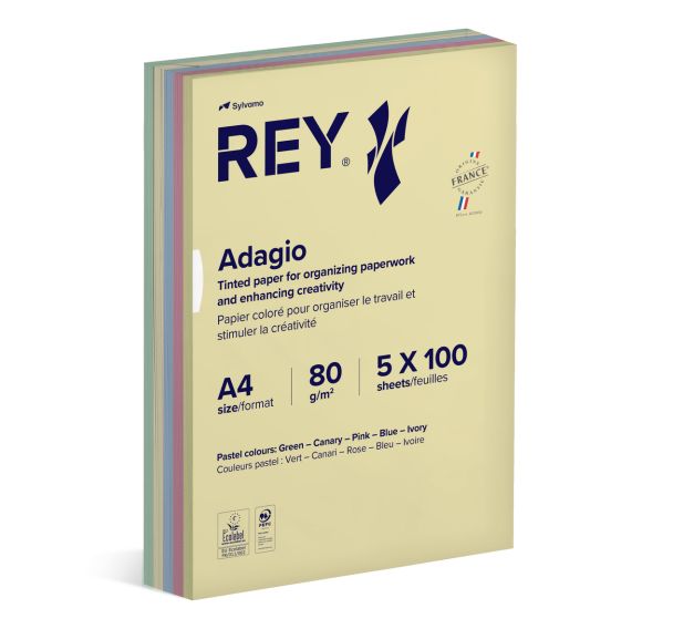 Ramette 500 feuilles A4 80g 5 teintes pastel assorties