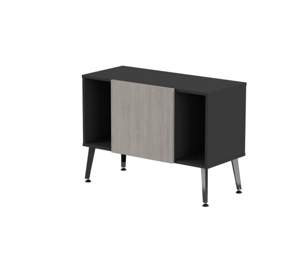 Range. bas Teni pieds métal lg.100 cm ht.74 cm 1 porte 2 niches