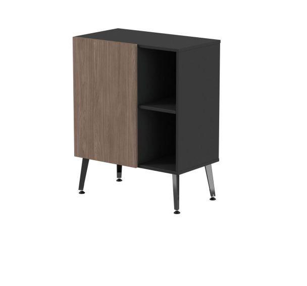 Range. bas Teni pieds métal lg.80 cm ht.101 cm 1 porte 2 niches