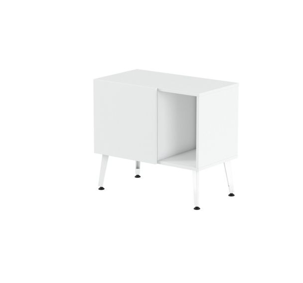 Range. bas Teni pieds métal lg.80 cm ht.74 cm 1 porte 1 niche