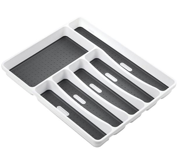 Range couverts 6 cases gris bi matière 40 x 32,5 x 5 cm