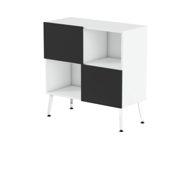 Rangement bas Teni pied métal lg.80 cm ht. 101 cm 2 portes à damier