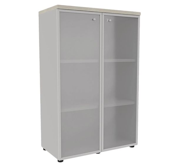 Rangement bois IDEA portes verres hauteur 134 cm