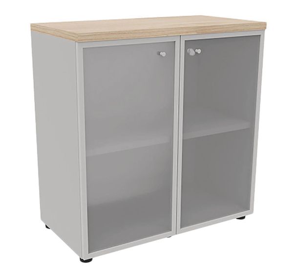 Rangement bois IDEA portes verres hauteur 89 cm