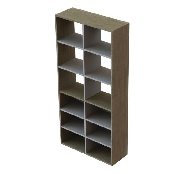 Rangement haut bibliothèque Quiétub 12 cases Tabac/Gris