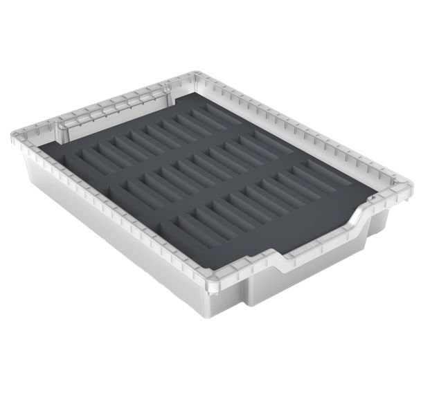 Rangement pause numérique téléphones portables bac et mousse