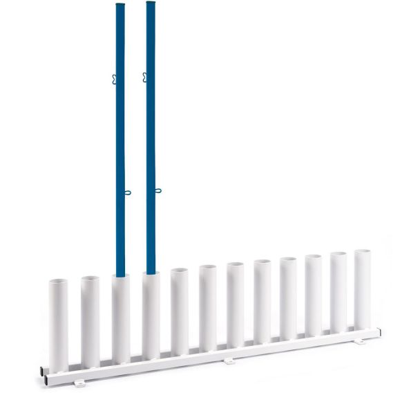 Rangement vertical pour poteaux de badminton