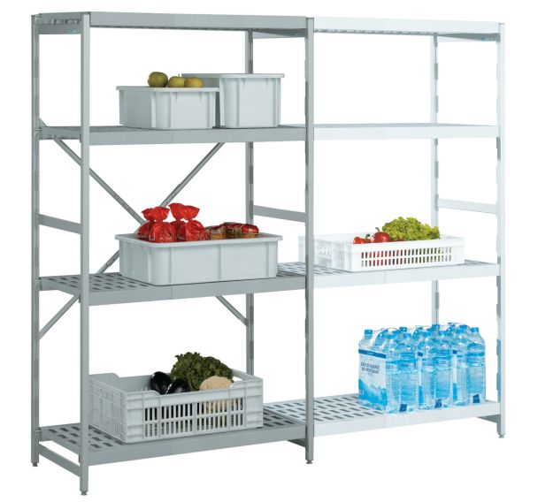 Rayonnage alimentaire aluminium Norme 12 - Tablette polystyrol - Hupfer