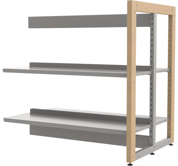 Rayonnage double face sur pieds structure bois/métal Ellipse - Manutan Expert