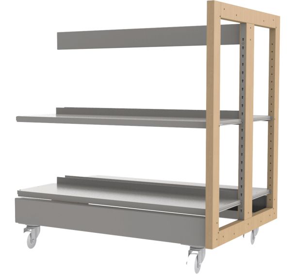 Rayonnage double face sur roulettes structure bois Ellipse - Manutan Expert