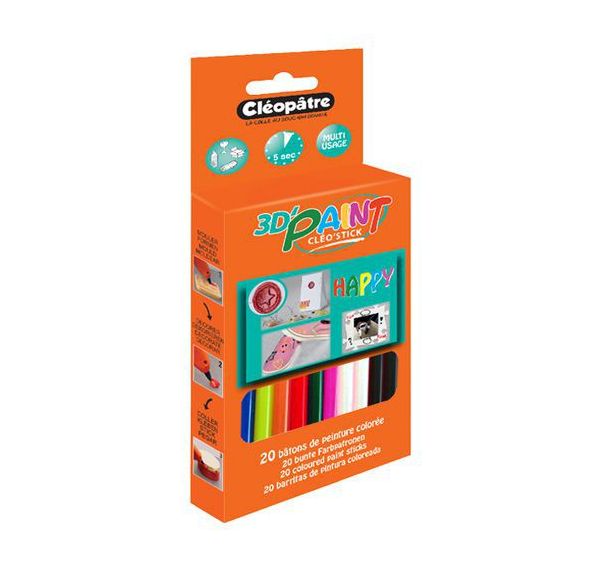 Recharge 20 bâtons de colle peinture vives 3D assorties