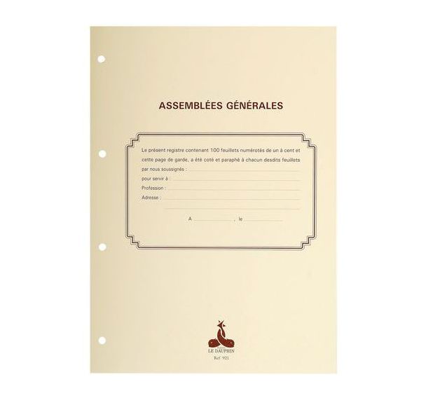 Recharge 297X210 de 100 feuilles pour assemblées générales