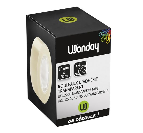 Recharge 4 rouleaux adhésifs 19 mm x 20 m