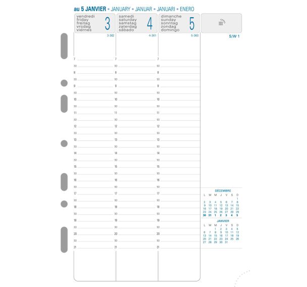 Recharge Exatime 21 semaines - 2 pages à la vertical - Exacompta