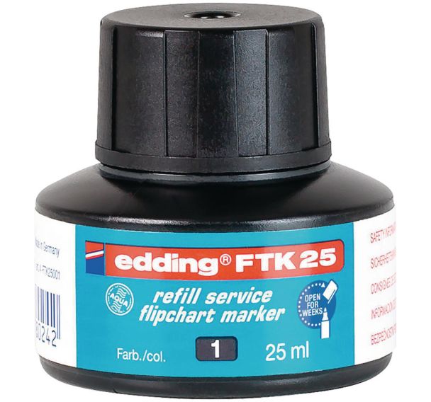 Recharge d'encre pour marqueur chevalet - Noir - FTK25 - Edding