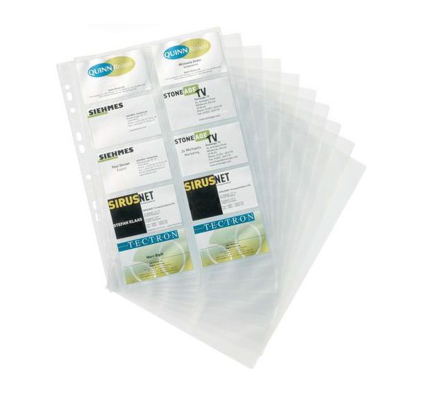 Recharge pochettes classeur p/cartes de visite - A4 - Transparent