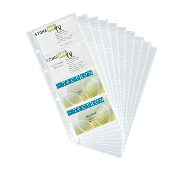 Recharge pochettes classeur p/cartes de visite - A5 - Transparent
