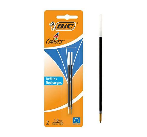 Recharge stylo BIC 4 couleurs pointe moyenne 1 mm bleu