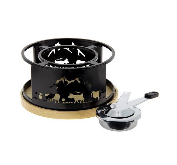 Réchaud à fondue vache plateau bois - Table and cook