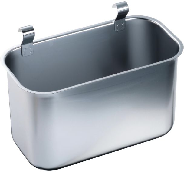 Récipient à déchets acier inox avec dispositif d'accrochage