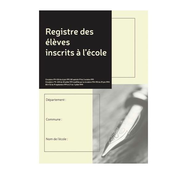 Registre des élèves inscrits à l'école de 56 pages