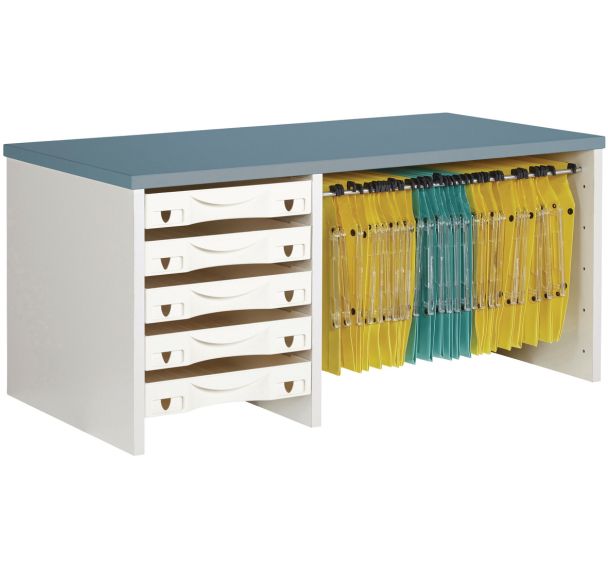Rehausse de rangement Steel coloris Blanc perle top Bleu argile