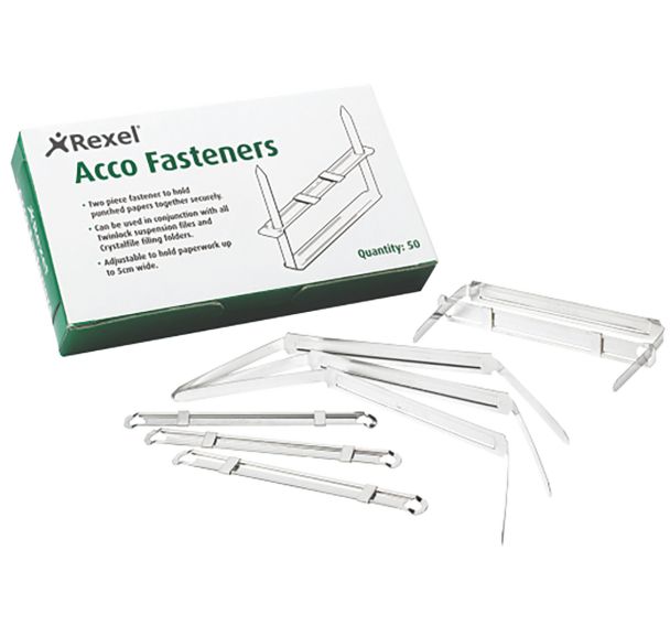 Relieur d'archives en acier inoxydable - 80x50mm - Lot de 50 - Rexel