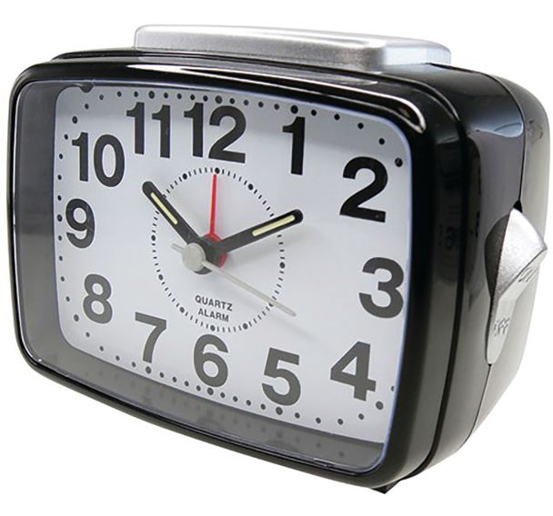 Réveil à quartz silencieux lumière + bip crescendo noir