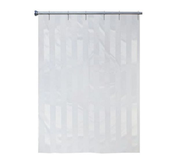 Ridau de douche blanc - ton sur ton - polyester - Arvix