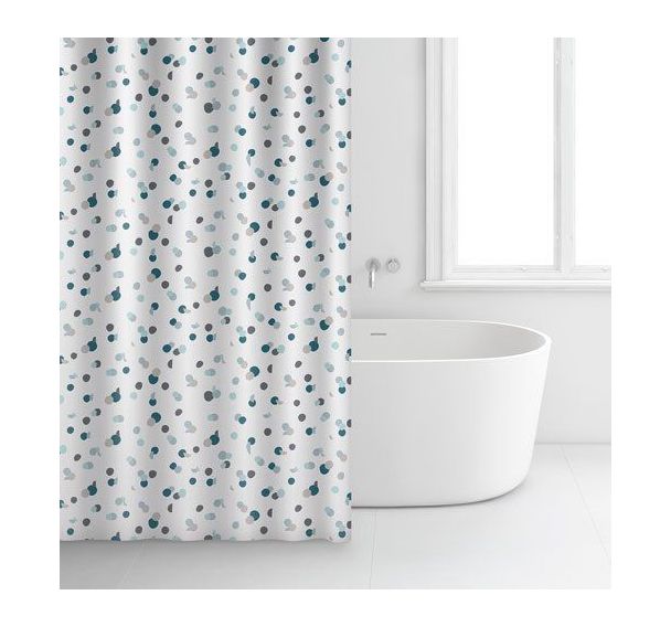 Rideau de douche en polyester à motif points - 180x200 cm - Rayen