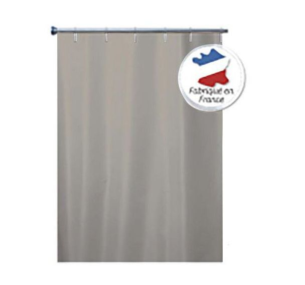 Rideau polyester uni beige avec anneaux - Arvix