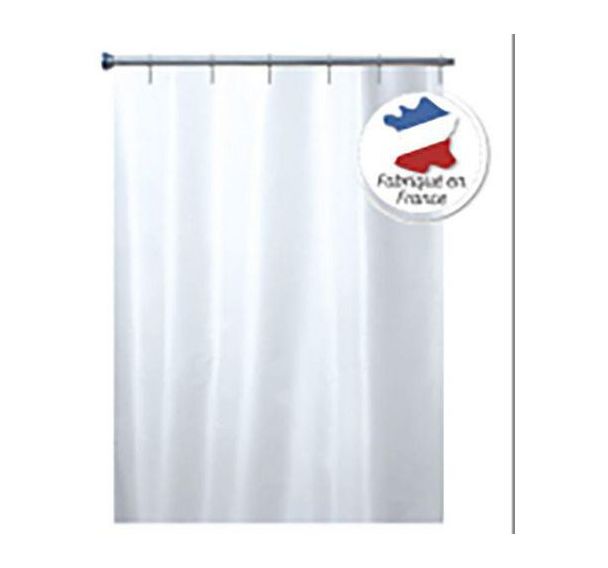 Rideau polyester uni blanc avec anneaux - Arvix