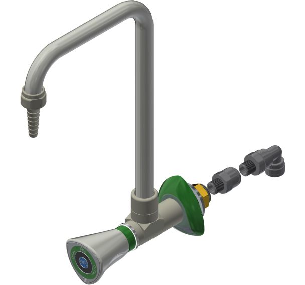 Robinet ED en L sur dosseret à bec pivotant cannelé et flexible - Asem