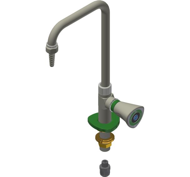 Robinet ED en L sur table tête bec pivotant cannelé et flexible - Asem