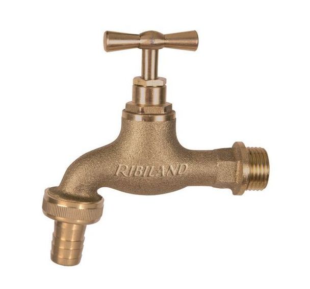 Robinet de jardin laiton entrée 1/2'' et nez de robinet - Ø tuyau 15 mm