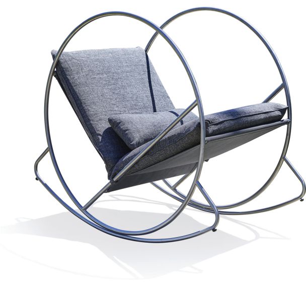 Rocking chair jardin Caprera en textilène+inox gris