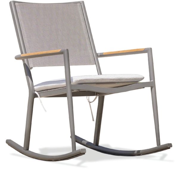 Rocking chair jardin Honfleur en textilène+ gris anthracite