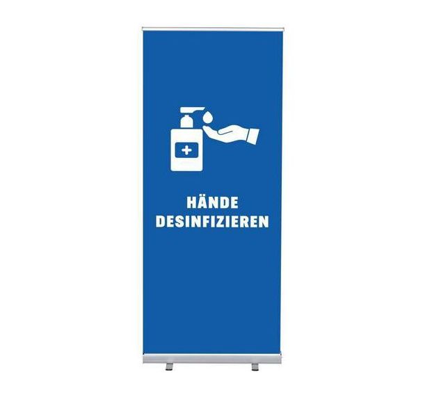 Roll-Banner Budget 85 Komplett-Set Désinfecter les Mains Bleu Allemand