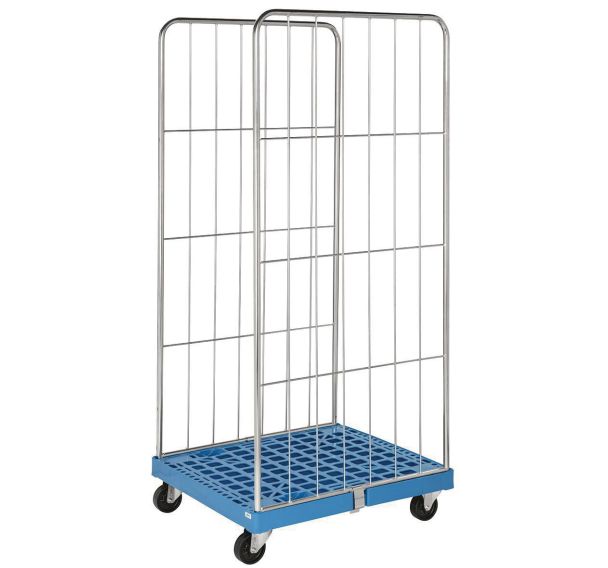 Roll-conteneur - base plastique - 2 ridelles - Capacité 400 kg