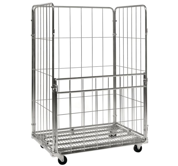 Roll-conteneur maxi 4 côtés - panneau rabattable - Capacité 400kg