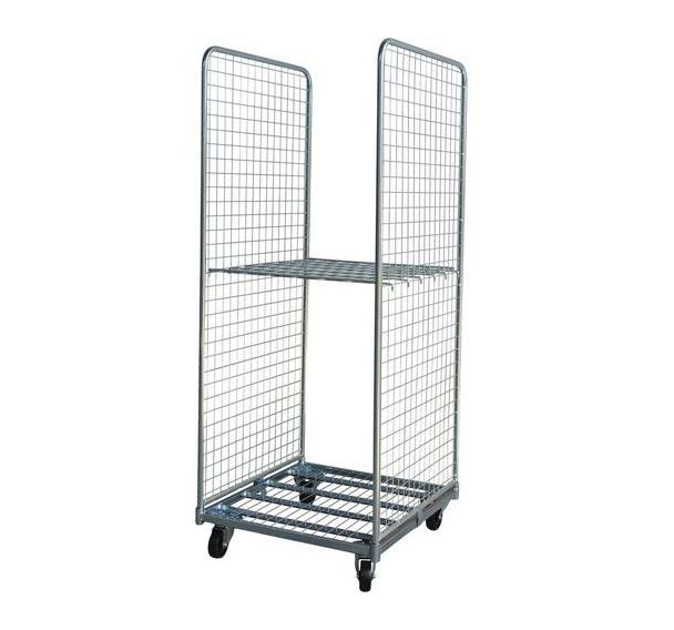 Roll conteneur 2 côtés en maille 50x50 mm - 1 tablette- 400kg