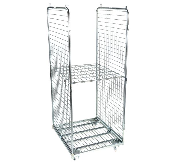 Roll conteneur 2 côtés et 1 tablette - Capacité 400 kg - Manutan