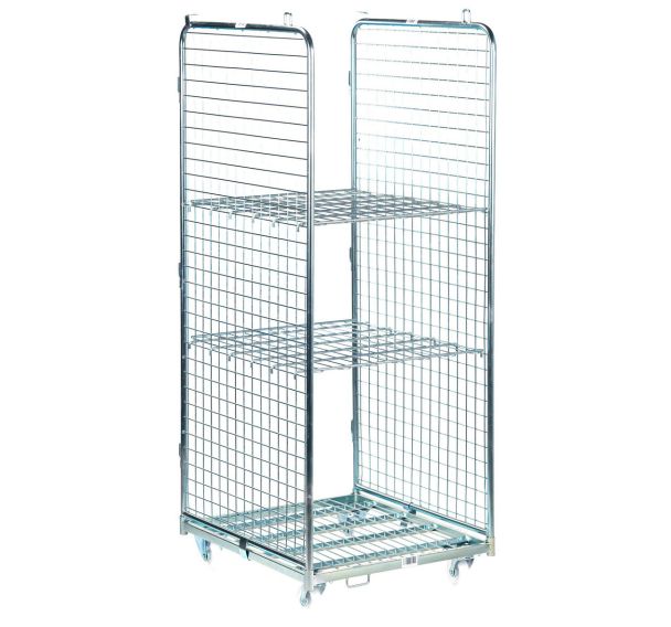 Roll conteneur 2 côtés et 2 tablettes - Capacité 400 kg - Manutan