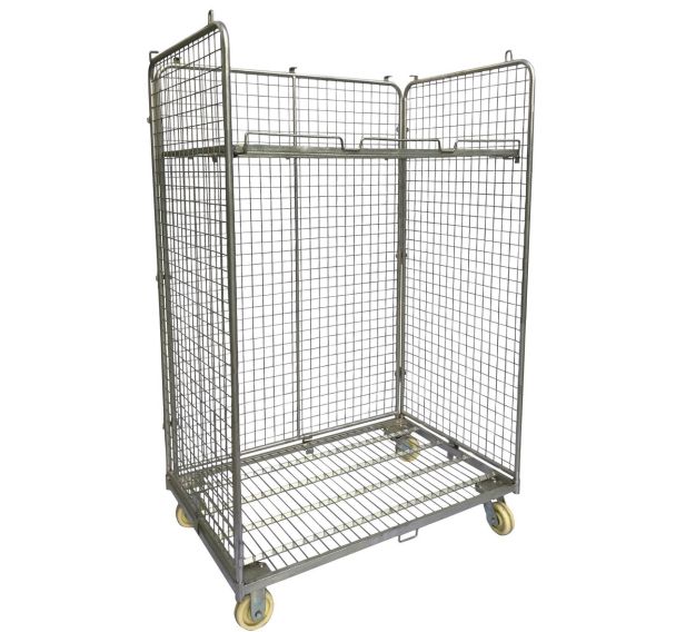 Roll conteneur maxi 3 cotés avec 1 tablette - capacité 600 kg