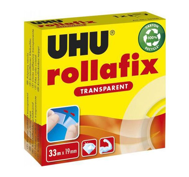 Rollafix Rouleau adhésif transparent 19 mm x 33 m UHU